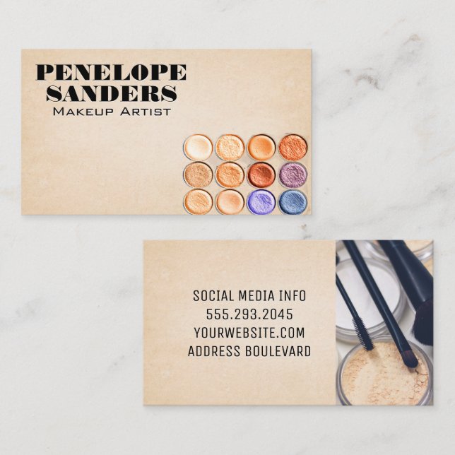 Makeup Brushes and Foundation Business Card (Front/Back)