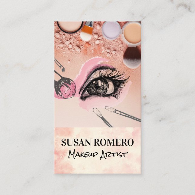 Makeup Brushes and Foundation | Eye Lashes Appointment Card (Front)