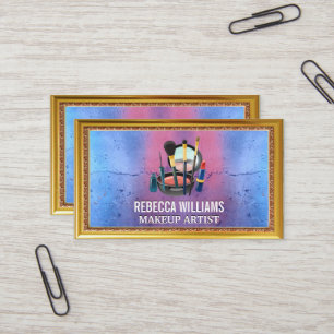 Makeup Brushes and Tools Compact Gold Frame Business Card
