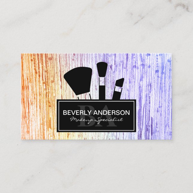 Makeup Brushes | Colourful Texture Background Appointment Card (Front)