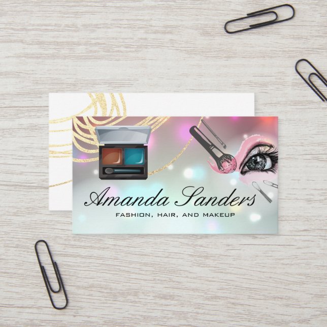 Makeup Brushes | Glow Bokeh Business Card (Front/Back In Situ)