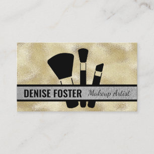 Makeup Brushes   Gold Foil Shimmer Business Card