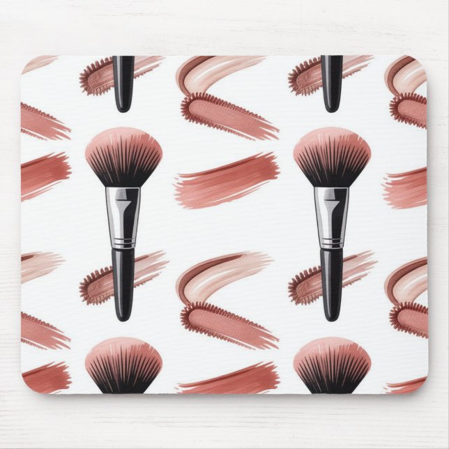 Makeup Brushes & Swatches Girly Pattern Mouse Pad (Front)