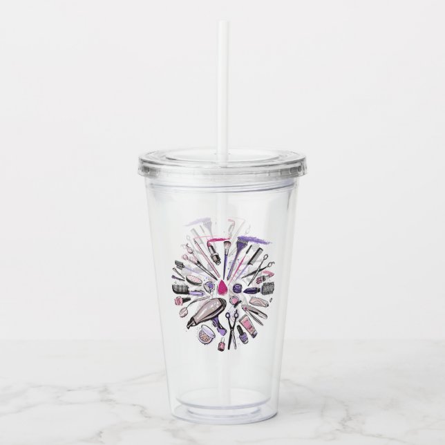 Makeup Circle Design Acrylic Tumbler (Front)