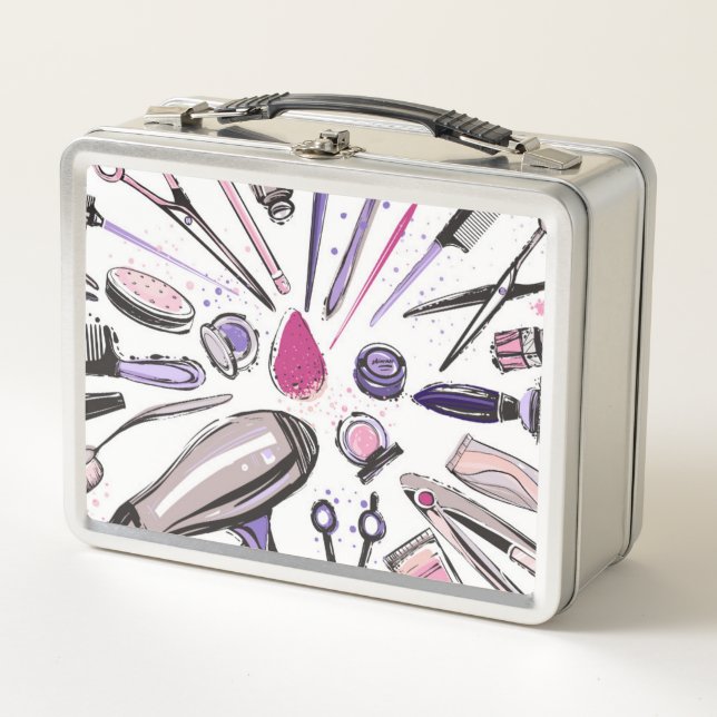 Makeup Circle Design Metal Lunch Box (Front)