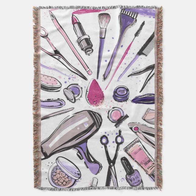 Makeup Circle Design Throw Blanket (Front Vertical)