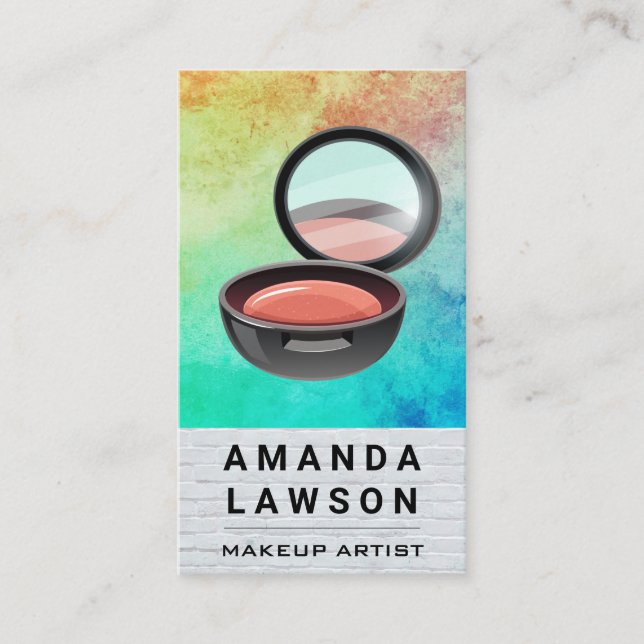 Makeup Compact | White Brick Texture Paint Appointment Card (Front)