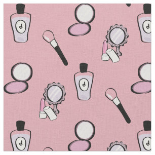 Makeup Cosmetic Pattern Modern Pink Fabric