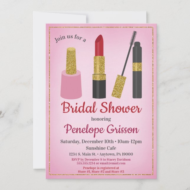 Makeup Cosmetics Bridal Shower Invitation Beauty (Front)