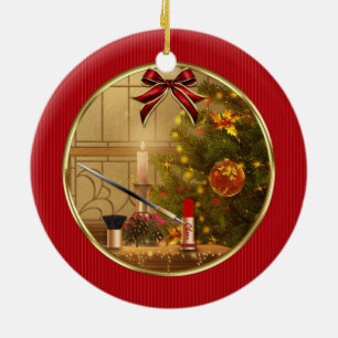 Makeup Cosmetics Red Christmas Holiday Ornament