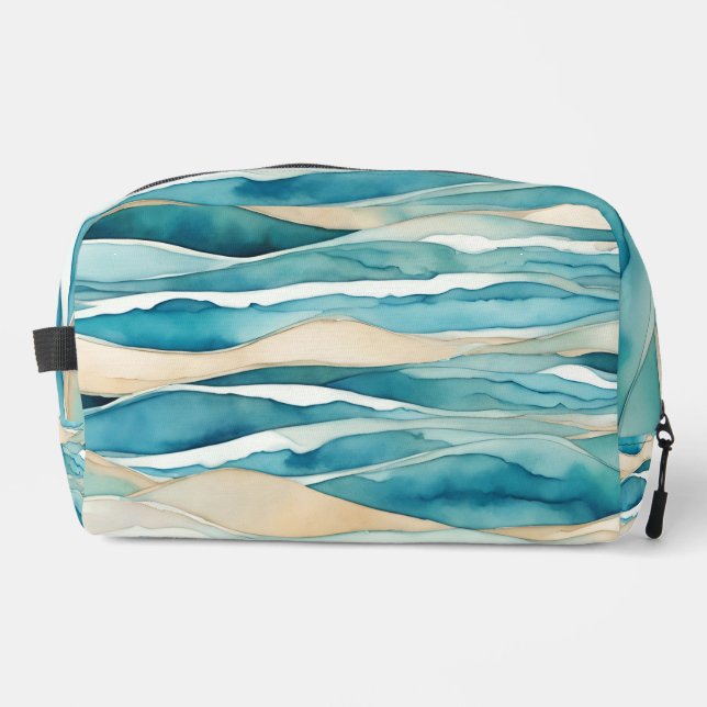 Makeup Cosmetics Toiletries Bag Ocean Waves (Front)