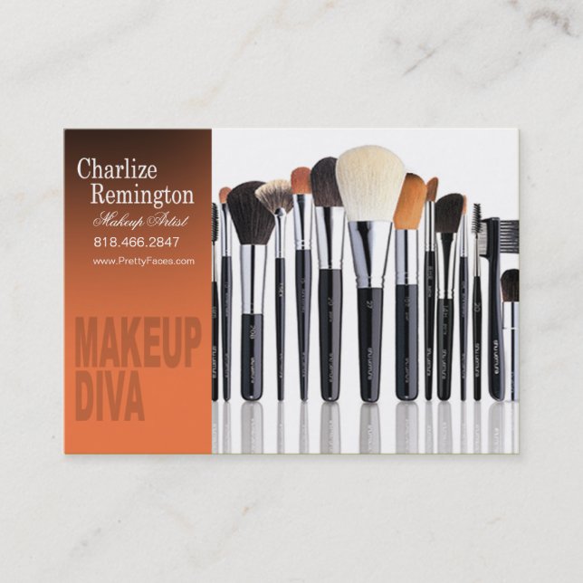 Makeup Diva Brushes - Cosmetologist Makeup Artist Business Card (Front)
