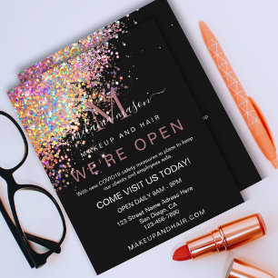 Makeup Elegant Holographic Rose Gold Glitter Black Flyer