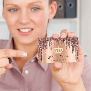 Makeup Event Planner Glitter Rose Crown Copper Business Card