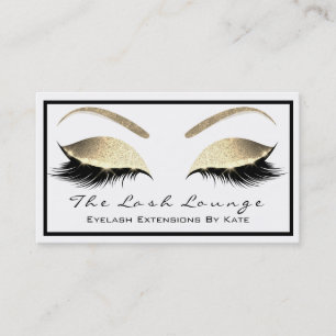 Makeup Eyebrow Beauty Lashes Glitter Gold White2 Business Card