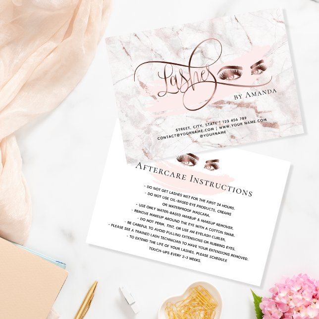 Makeup Eyebrow Eyes Lashes Aftercare card Marble (Creator Uploaded)