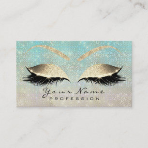 Makeup Eyebrow Eyes Lashes Glitter Blue Gold Ivory Business Card