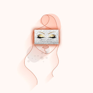 Makeup Eyebrow Eyes Lashes Glitter Grey Glam Business Card