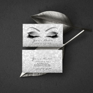 Makeup Eyebrow Eyes Lashes Glitter Grey Silver Business Card