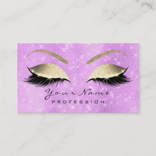 Makeup Eyebrow Eyes Lashes Glitter Lavanda Gold Business Card