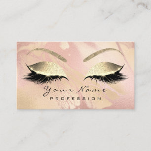 Makeup Eyebrow Eyes Lashes Glitter Rose Marble Business Card