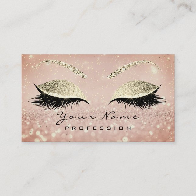 Makeup Eyebrow Eyes Lashes Glitter Skinny Gold Business Card (Front)