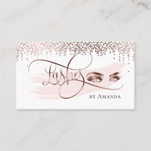 Makeup Eyebrow Eyes Lashes Rose Gold Business Card
