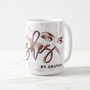Makeup Eyebrow Eyes Lashes Rose Gold Marble Coffee Mug