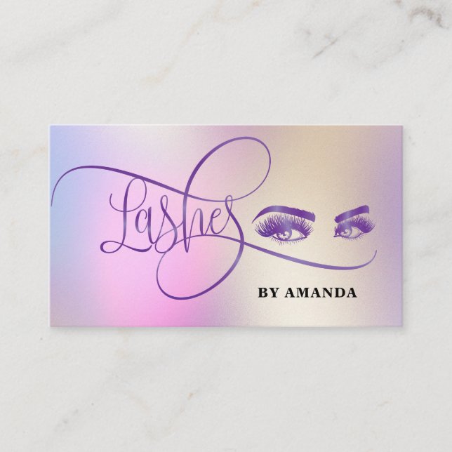 Makeup Eyebrow Eyes Lashes Rose Purple Business Ca Card (Front)