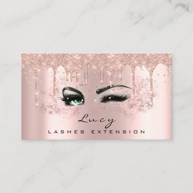 Makeup Eyebrow Hair Green Eyelashes Drips  Business Card (Front)