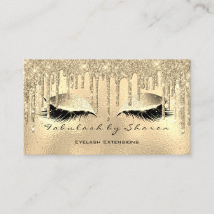 Makeup Eyebrow Lashe Glitter Drips Gold Sparkly Business Card