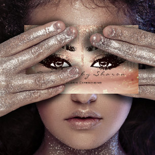Makeup Eyebrow Lashes Glitter Drip Rose Studio Business Card