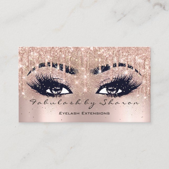 Makeup Eyebrow Lashes Glitter Drip Spark Estetican Business Card (Front)