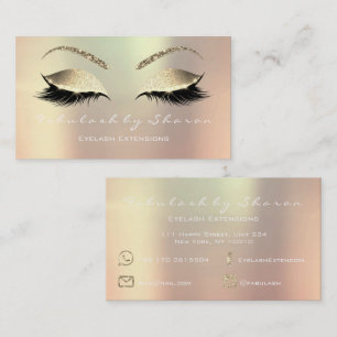 Makeup Eyebrow Lashes Glitter Pink Rose White Lux Business Card