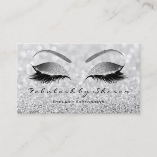 Makeup Eyebrow Lashes Glitter Silver Grey Beauty Business Card