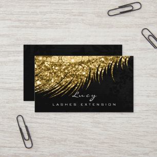 Makeup Eyebrow Name Lash Glitter Metal Black Gold Business Card