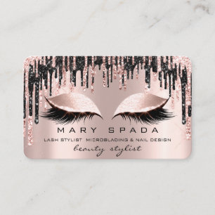 Makeup Eyebrows Lashes Black Drips  Spark Nails Business Card