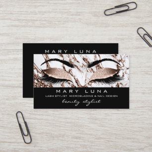 Makeup Eyebrows Lashes Copper Gold Marble Molten Business Card