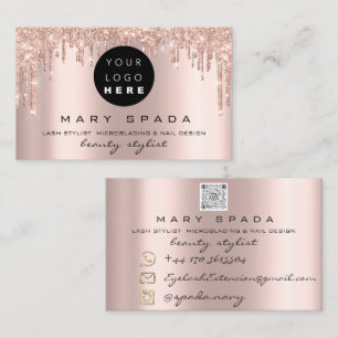 Makeup Eyebrows Lashes Pink Rose Drips Lips Qr  Bu Business Card