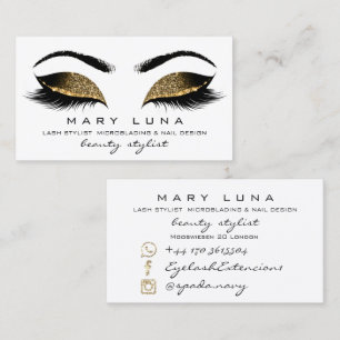 Makeup Eyebrows Lashes Social Sepia Gold White Business Card