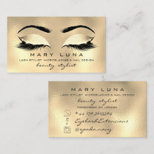 Makeup Eyebrows Lashes SPA WELLNESS Gold Glass Business Card