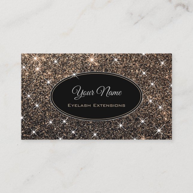 Makeup Eyelash Artist Luminous Gold Glitter Stars Business Card (Front)