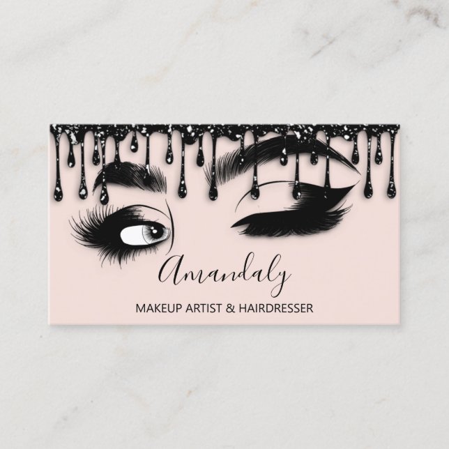 Makeup Eyelash Brow QR CODE Microblade Pink Studio Business Card (Front)
