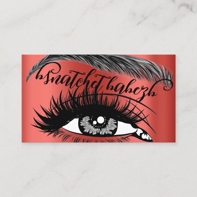 Makeup Eyelash Brows Microblading QR Code Red Business Card (Front)