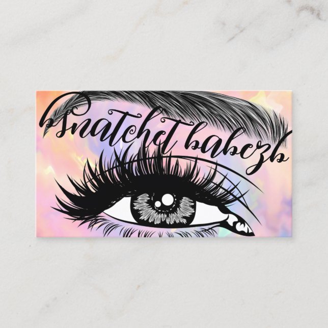 Makeup Eyelash Brows QRCode Logo Pink Business Card (Front)