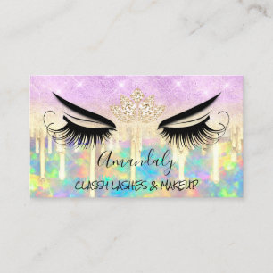 Makeup Eyelash Microblade Drips Logo Lotus Diamond Business Card