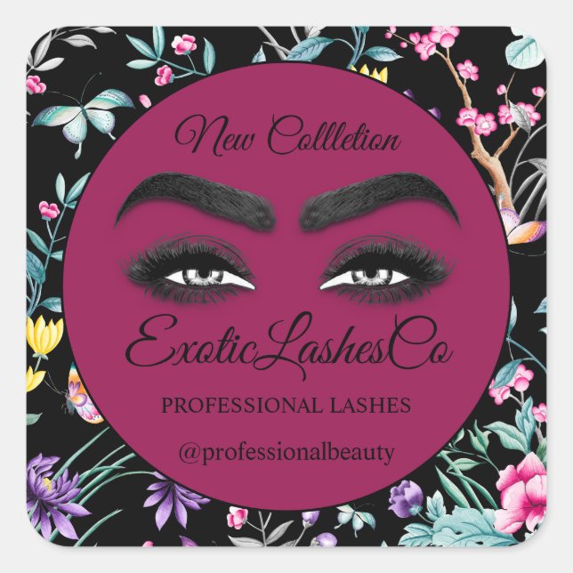 Makeup Eyelash Packaging Cleaner Floral Thank You  Square Sticker (Front)