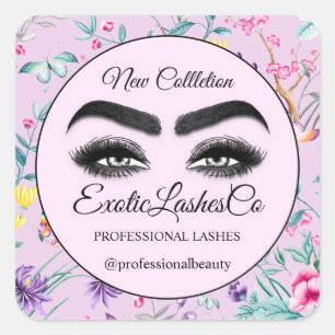 Makeup Eyelash Packaging Cleaner Pink Thank You  Square Sticker