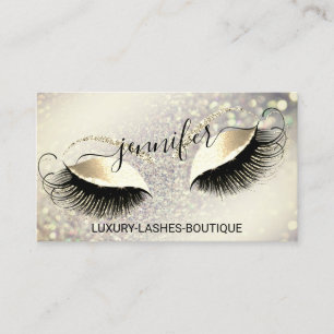 Makeup Eyelash QR Code Logo Glitter Royal Gold Business Card