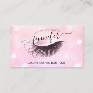 Makeup Eyelash QR Code Pink Glitter Eye Logo Business Card